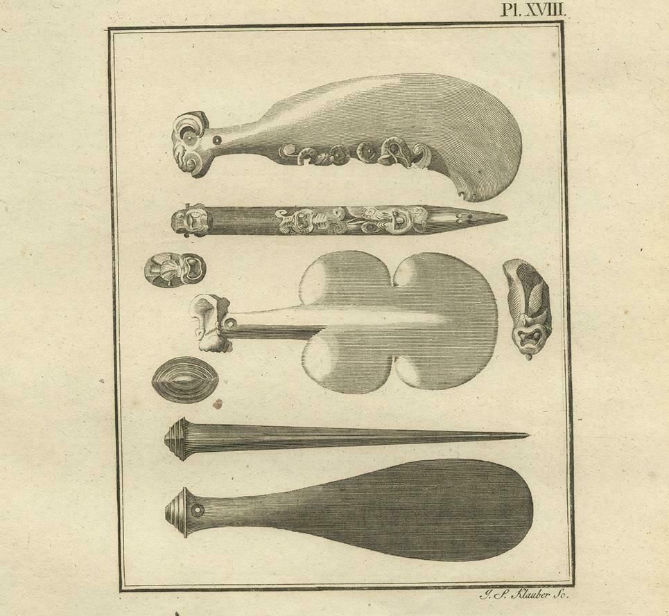 Antique Print Of Some Kind Of 'Clubs' From New Zealand By Cook, 1803 photo for sale