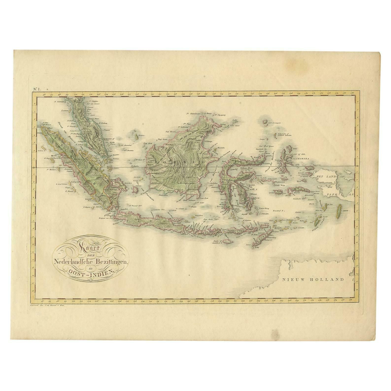 Antique Map Of The Dutch East Indies By Van Den Bosch '1818'