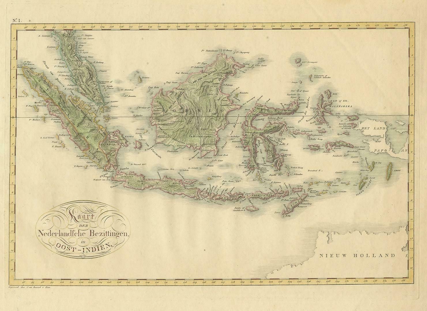 Antique Map Of The Dutch East Indies By Van Den Bosch '1818' photo furniture