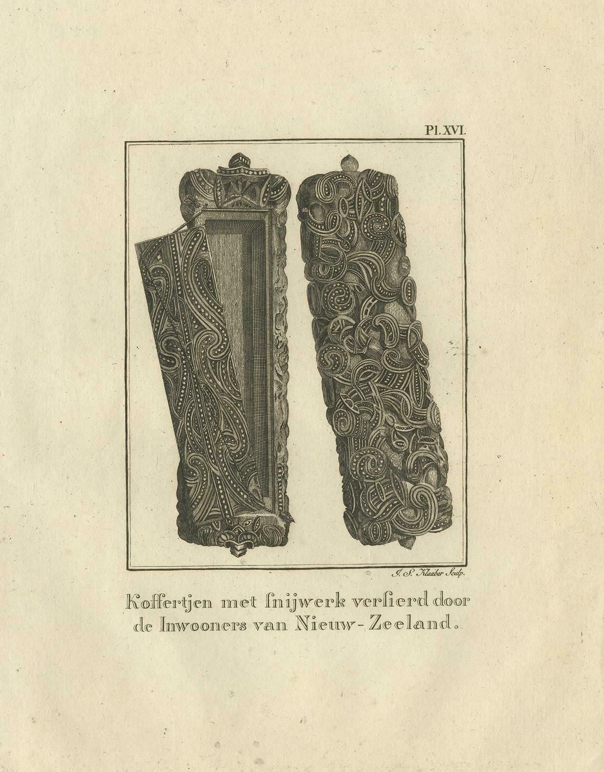Antique Print Of A Wooden Box From New Zealand By Cook, 1803 photo furniture