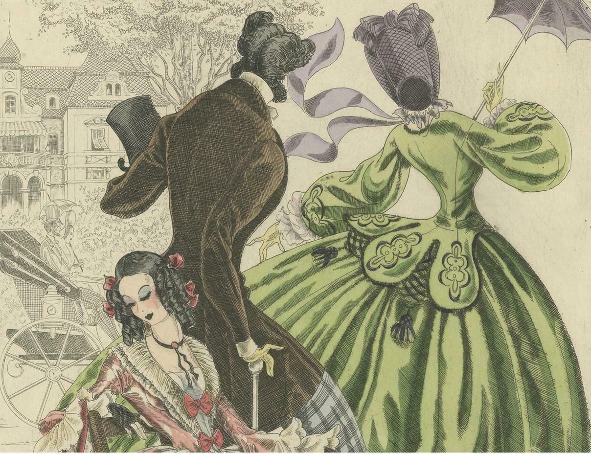 Antique Fashion Print By Kurt Hilscher, Circa 1930 photo for sale