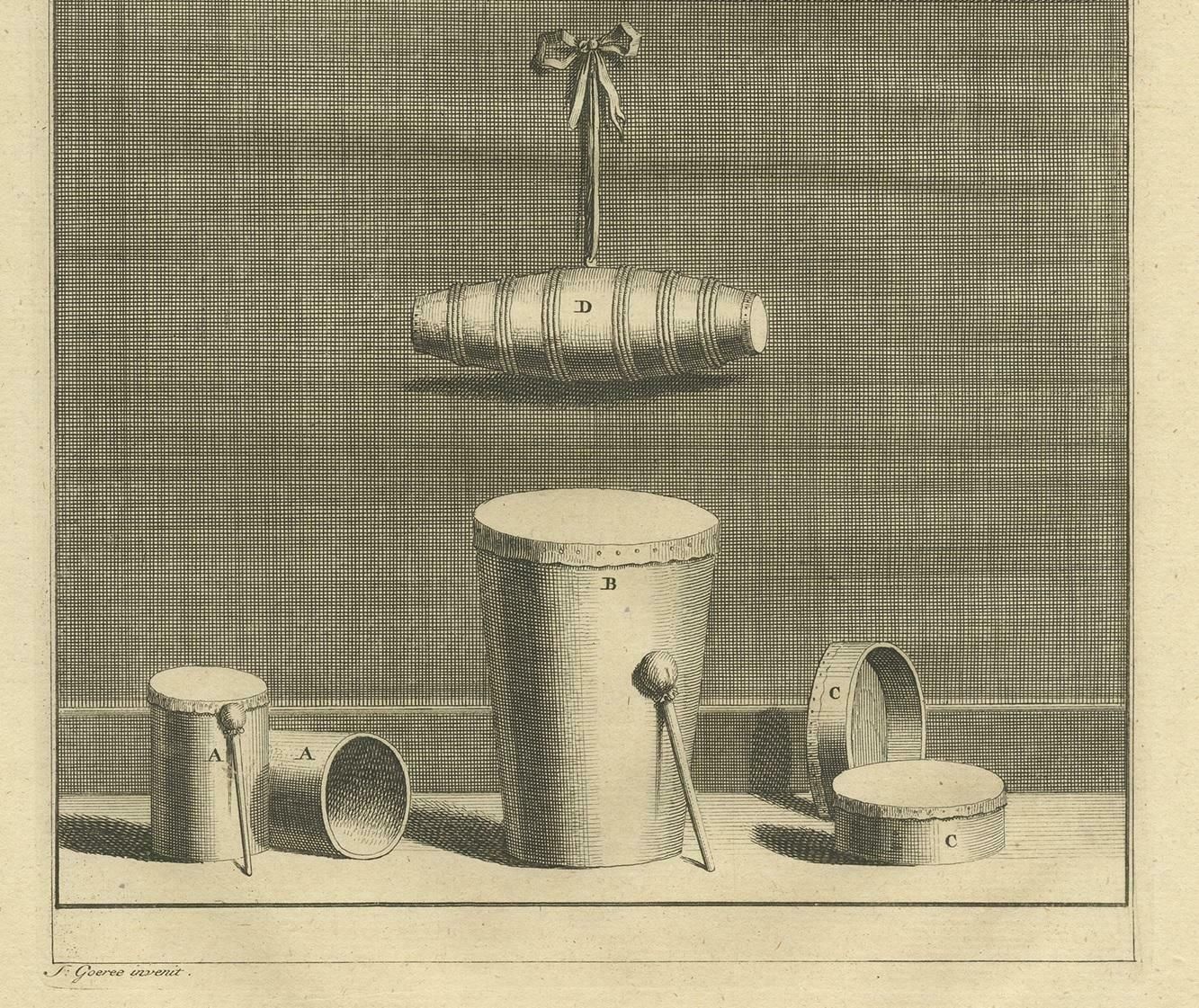 Antique Print Of Various Drums By Valentijn '1726' photo for sale