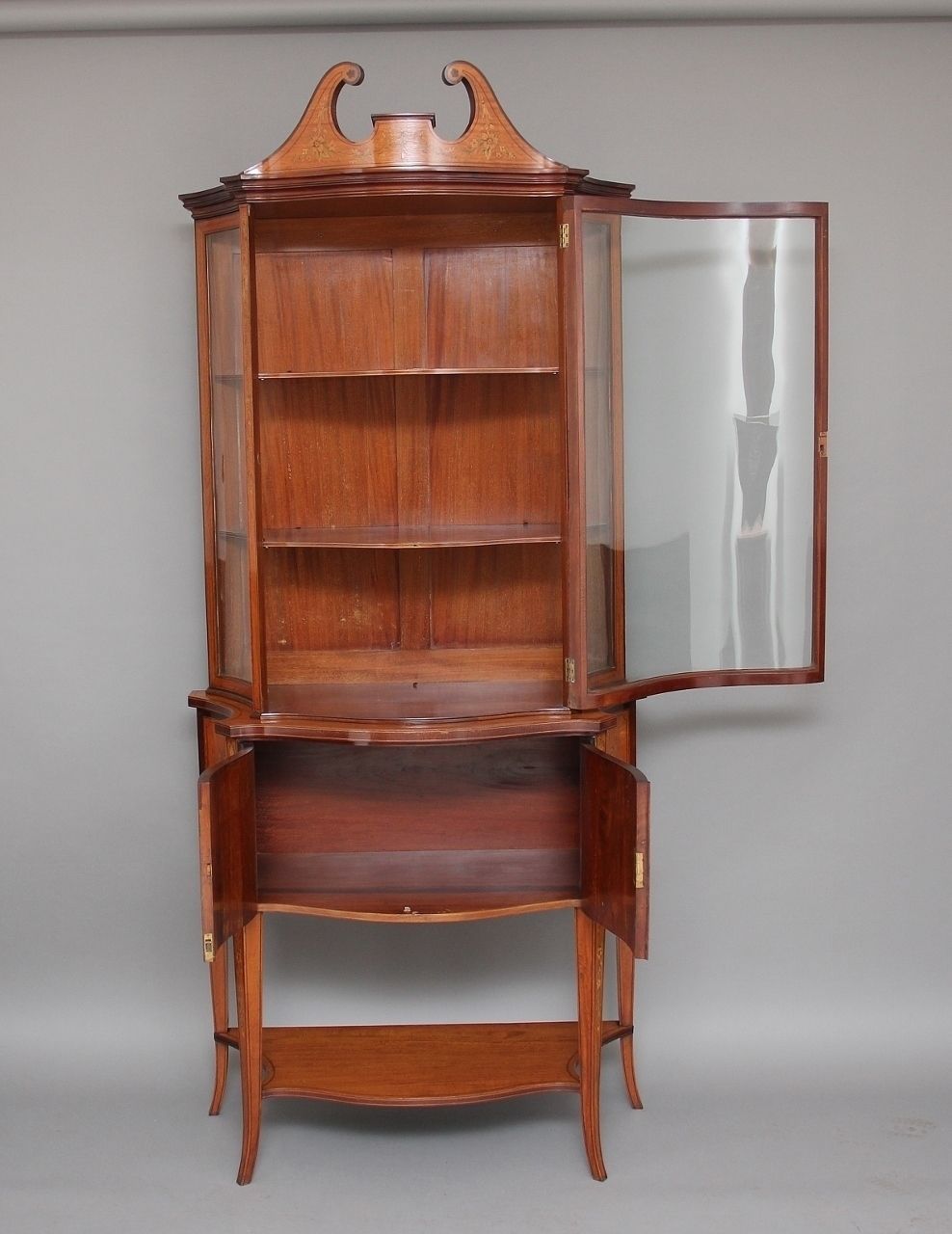 19th Century Satinwood Inlaid Display Cabinet photo furniture