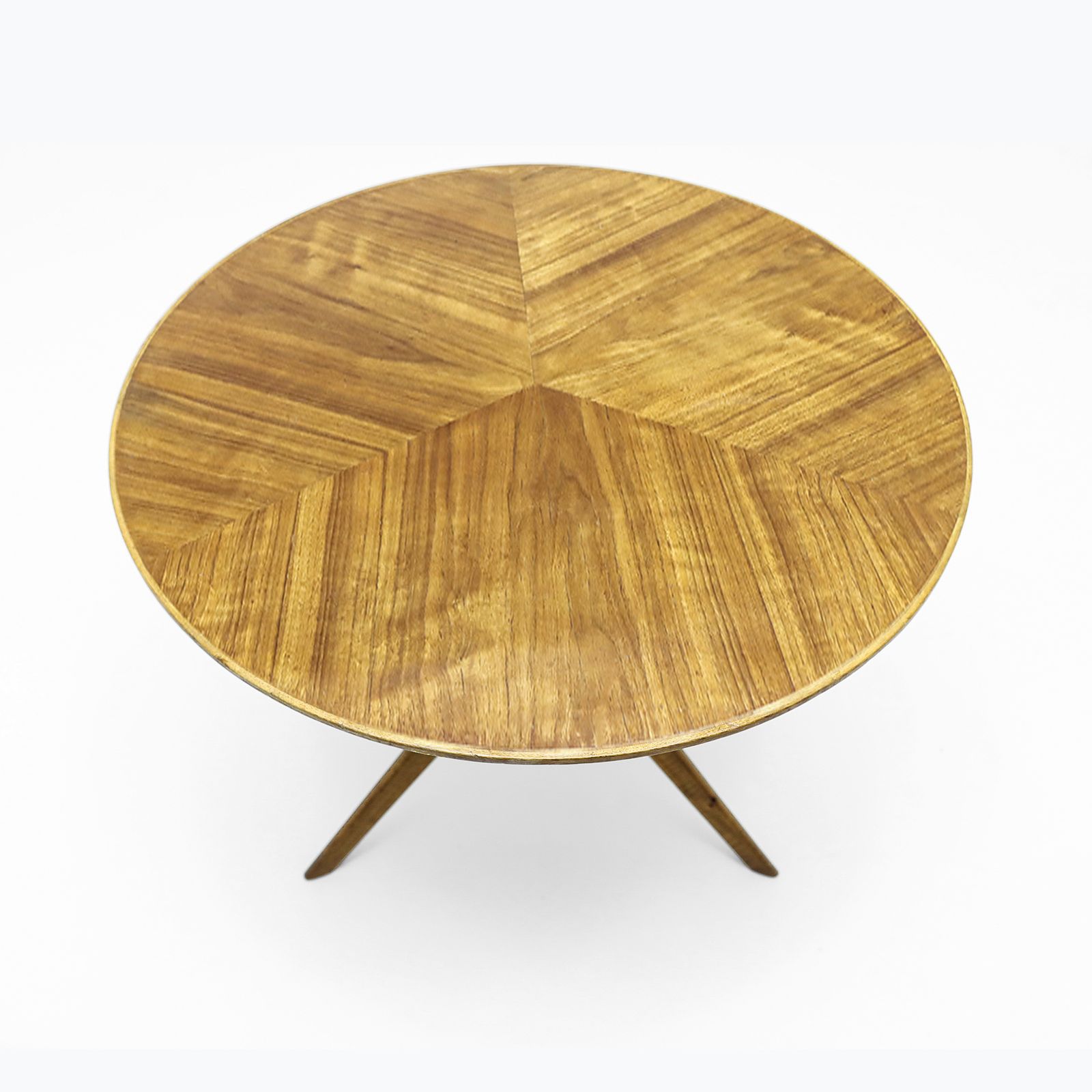 Vintage Italian Vladimir Kagan Style Tri Symmetric Cherry And Satinwood Side Table photo Furniture
