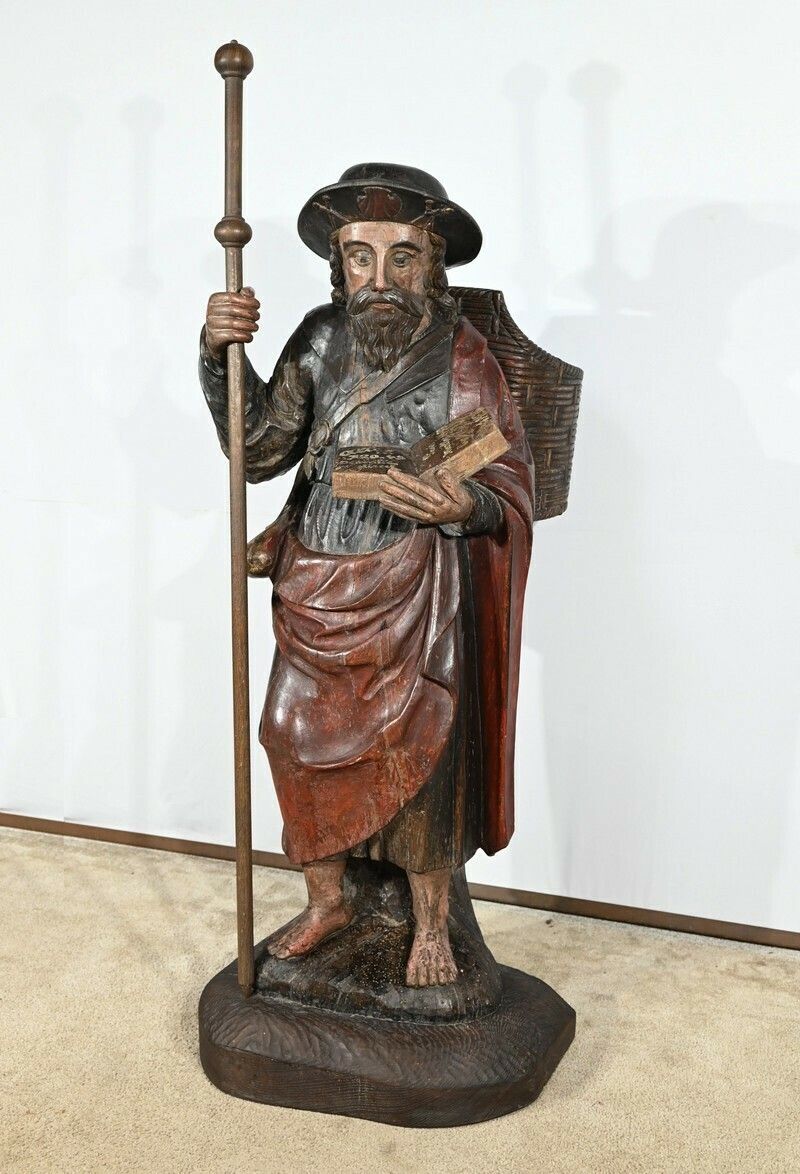 Important Sculpture Of Saint James In Polychromed Oak – 18th Century photo Art