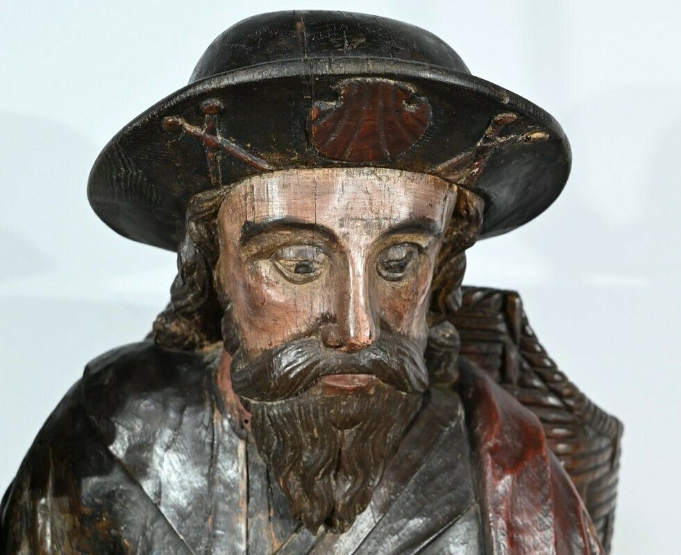 Important Sculpture Of Saint James In Polychromed Oak – 18th Century photo buy