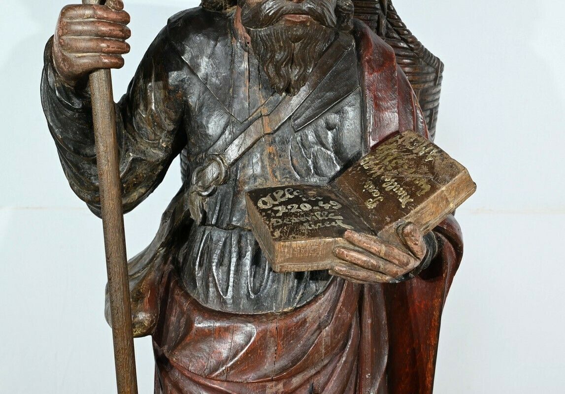 photo buy Important Sculpture Of Saint James In Polychromed Oak – 18th Century