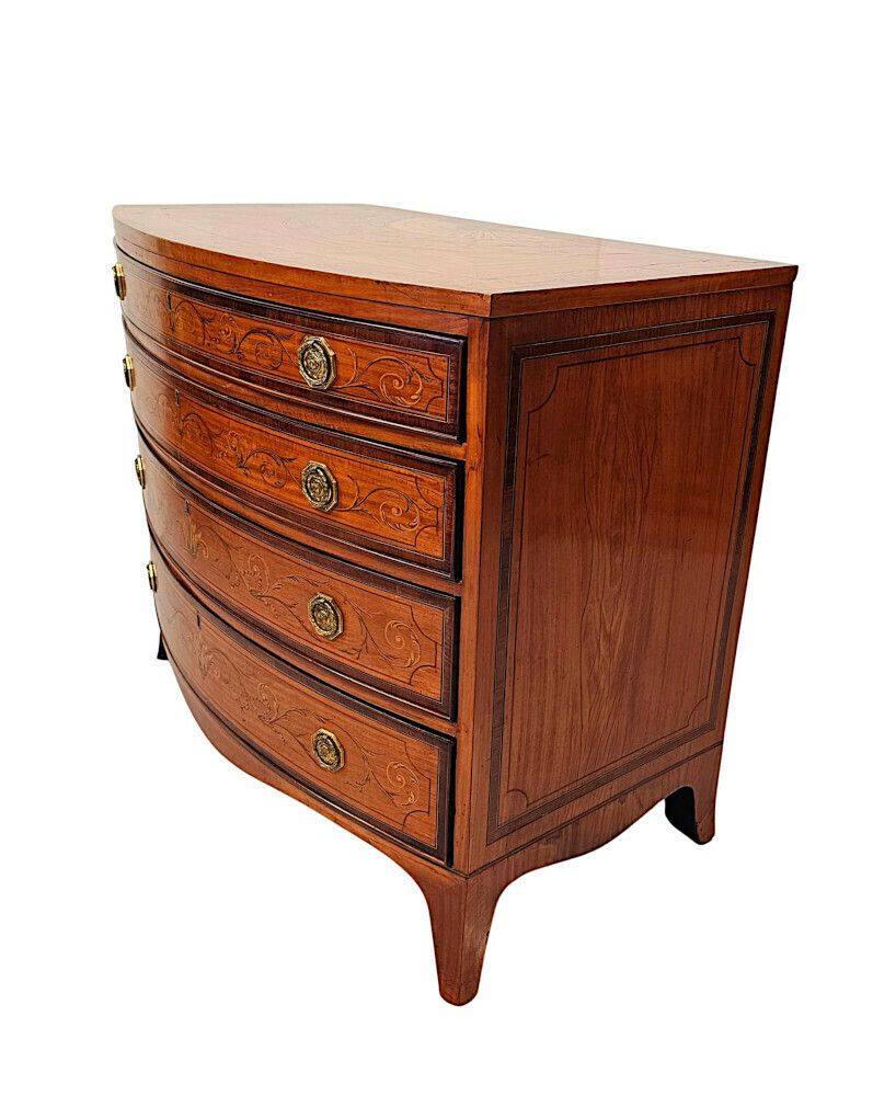 A Very Rare Early 19th Century Regency Bowfronted Chest Of Drawers photo for sale