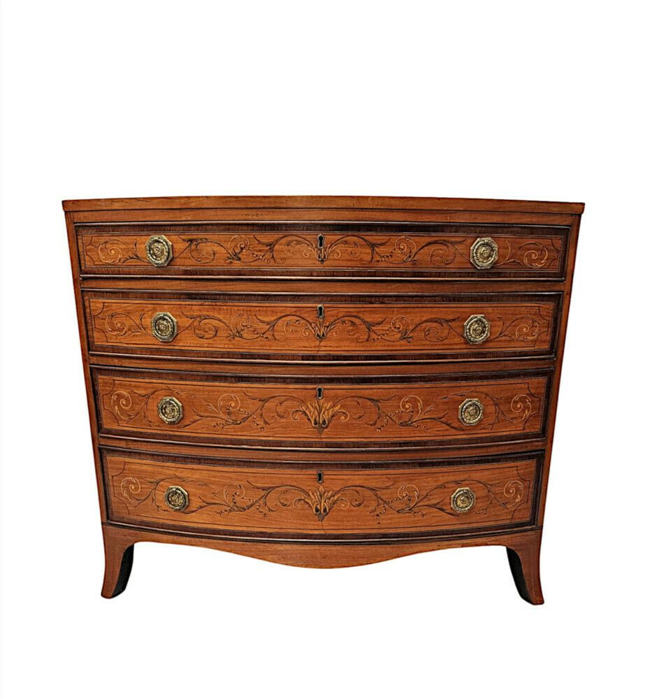 A Very Rare Early 19th Century Regency Bowfronted Chest Of Drawers