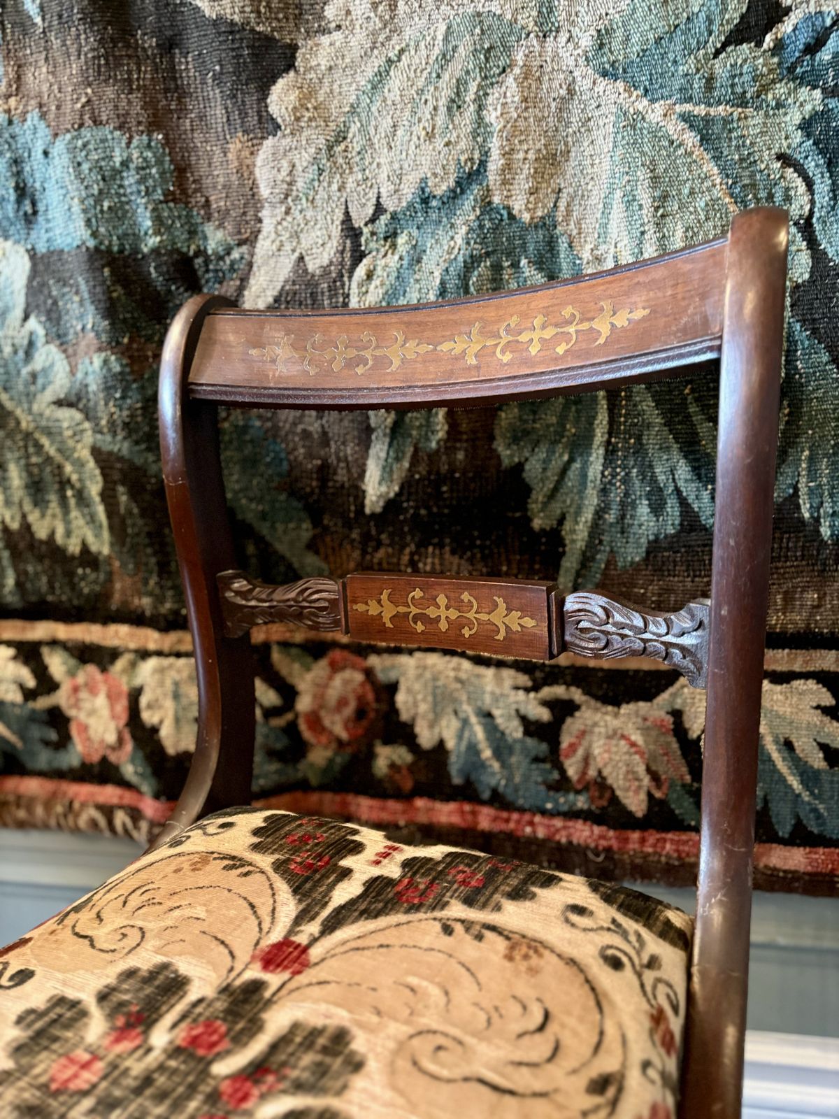 Inlaid Antique Hall Chair photo furniture