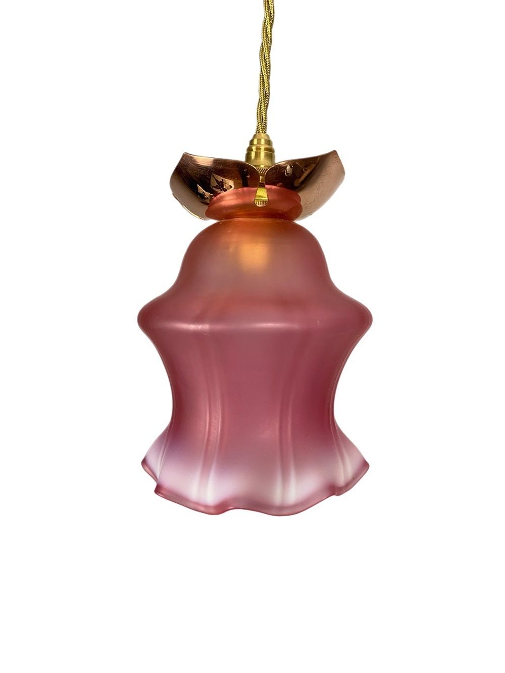 Art Nouveau Cranberry Vaseline Glass Pendant Light (23050 10)