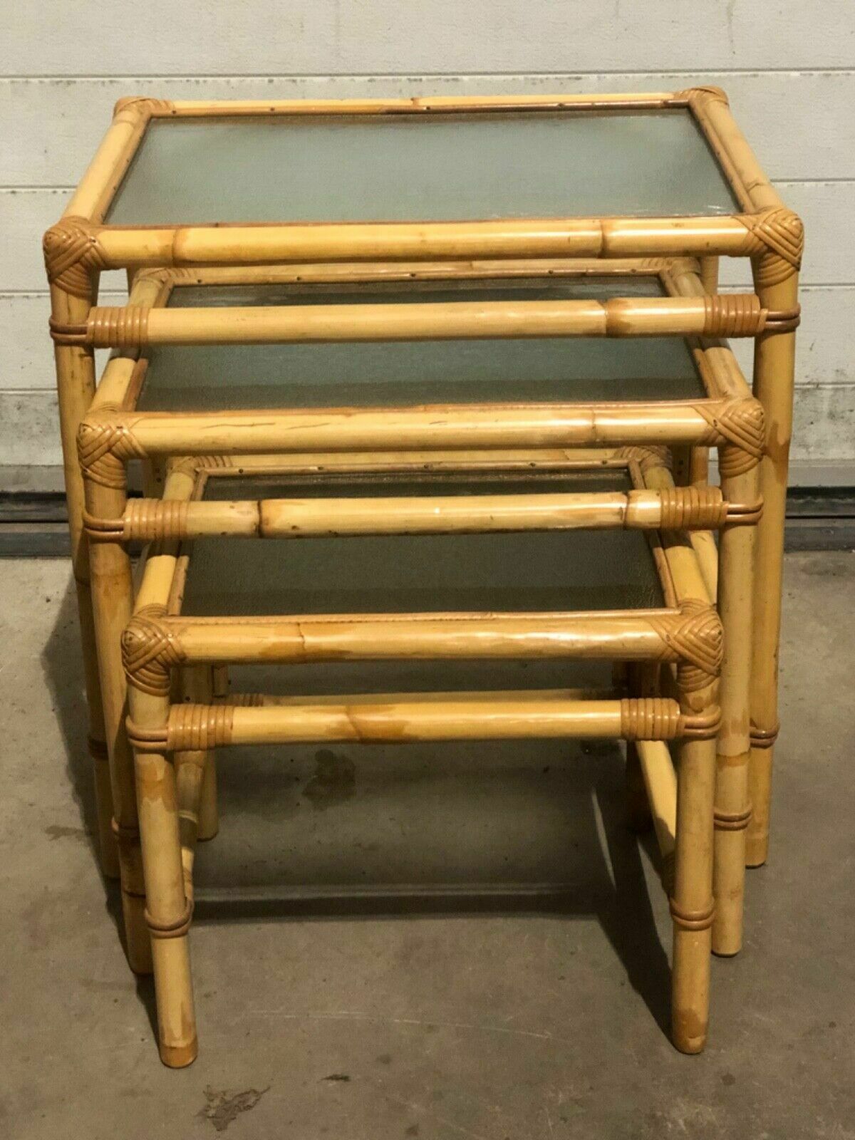 Large Nest Of Vintage Bamboo Tables / Coffee Tables photo vinterior
