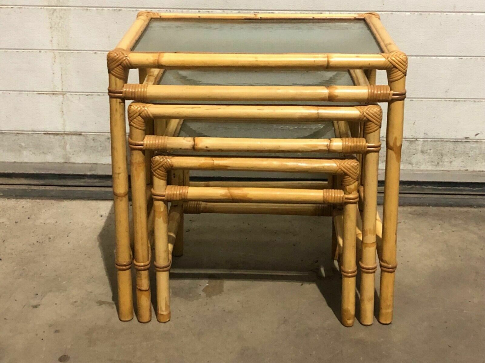 Furniture Large Nest Of Vintage Bamboo Tables / Coffee Tables photo