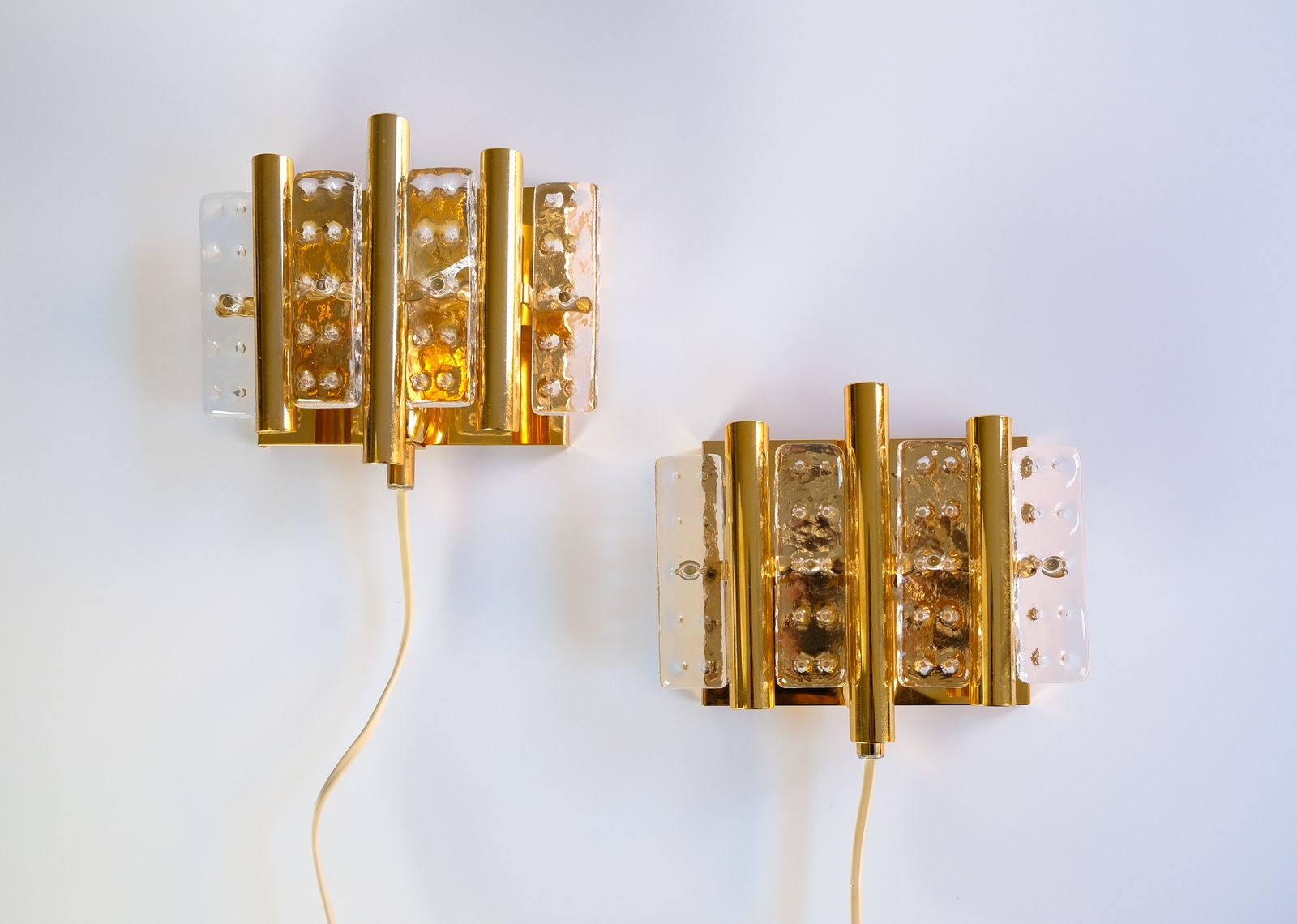 Pair Of Mid Century Carl Fagerlund Wall Lights For Orrefors, Sweden C.1960s