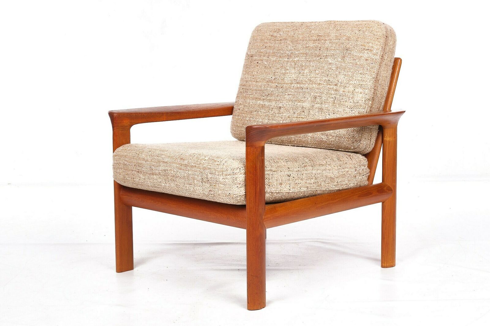 Easy Chair, Teakwood, Komford, Vintage, Wool Mid Century photo for sale