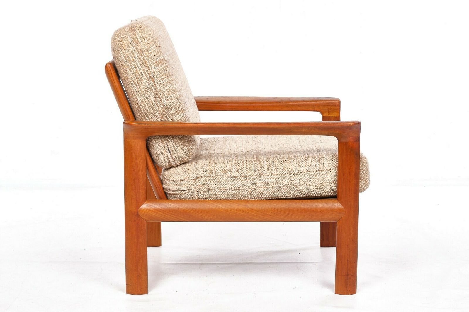 Easy Chair, Teakwood, Komford, Vintage, Wool Mid Century photo vintage