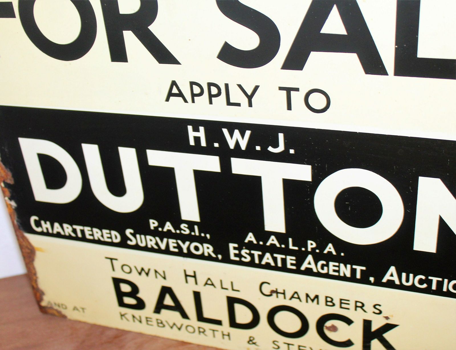 Dutton Estate Agents Double Sided Tin Sign Advertising Mancave Enamel Garage Metal Vintage Retro Kitchen Antique photo vinterior