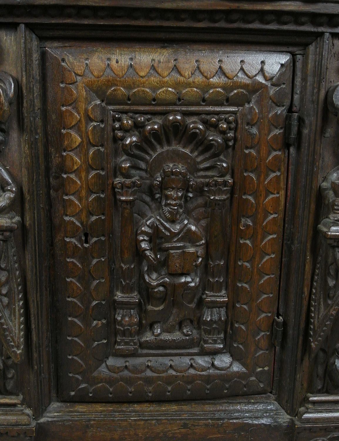 Early 17th Century Figural Carved Oak Livery Cupboard C. 1620 photo Furniture