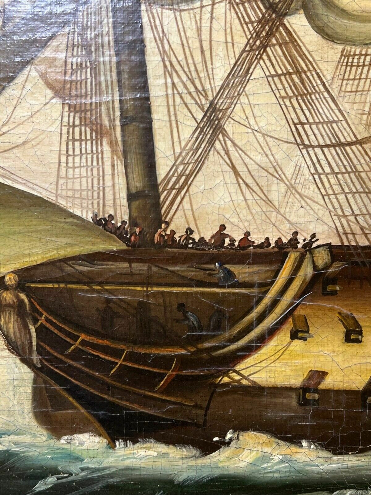 Art Large 19th Century Italian School Dino Fattori Man O War Battleship Oilpainting photo