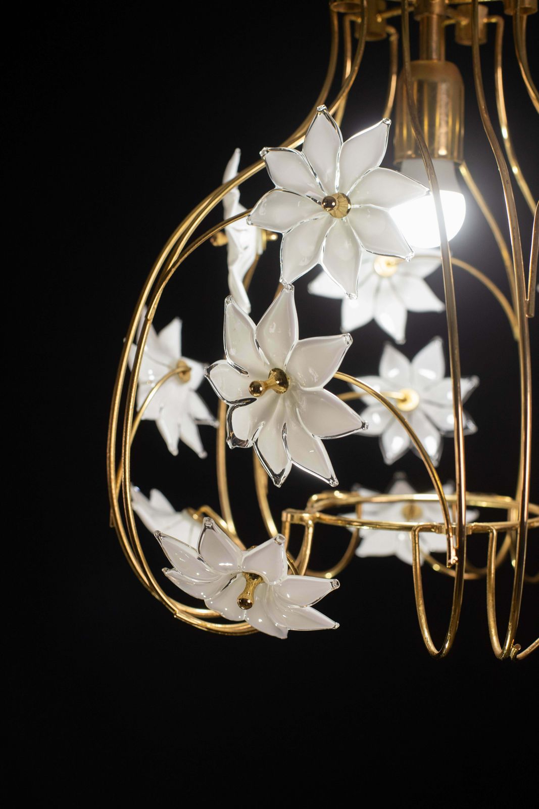 Lovely Murano Vintage Chandelier White Flowers, 1970 photo Lighting