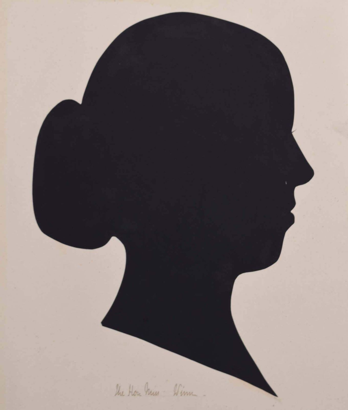 Nineteenth Century Silhouette Of A Lady: The Hon Miss Winn Circa 1870