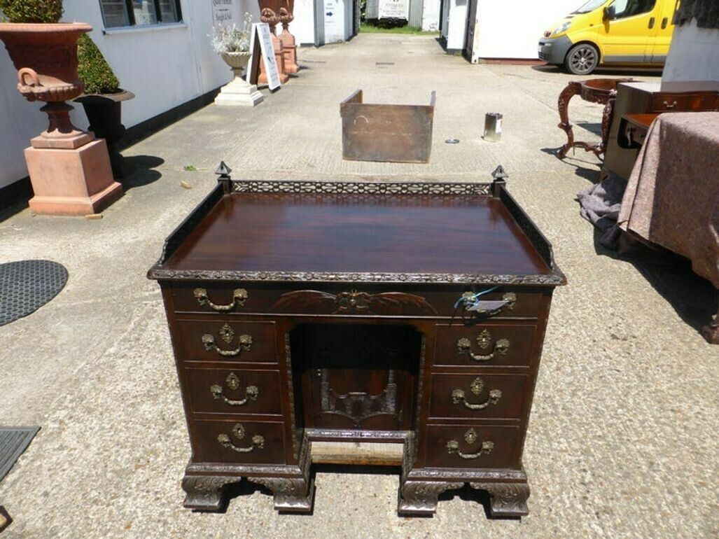 19th Century Mahogany Chinese Chippendale Desk photo furniture