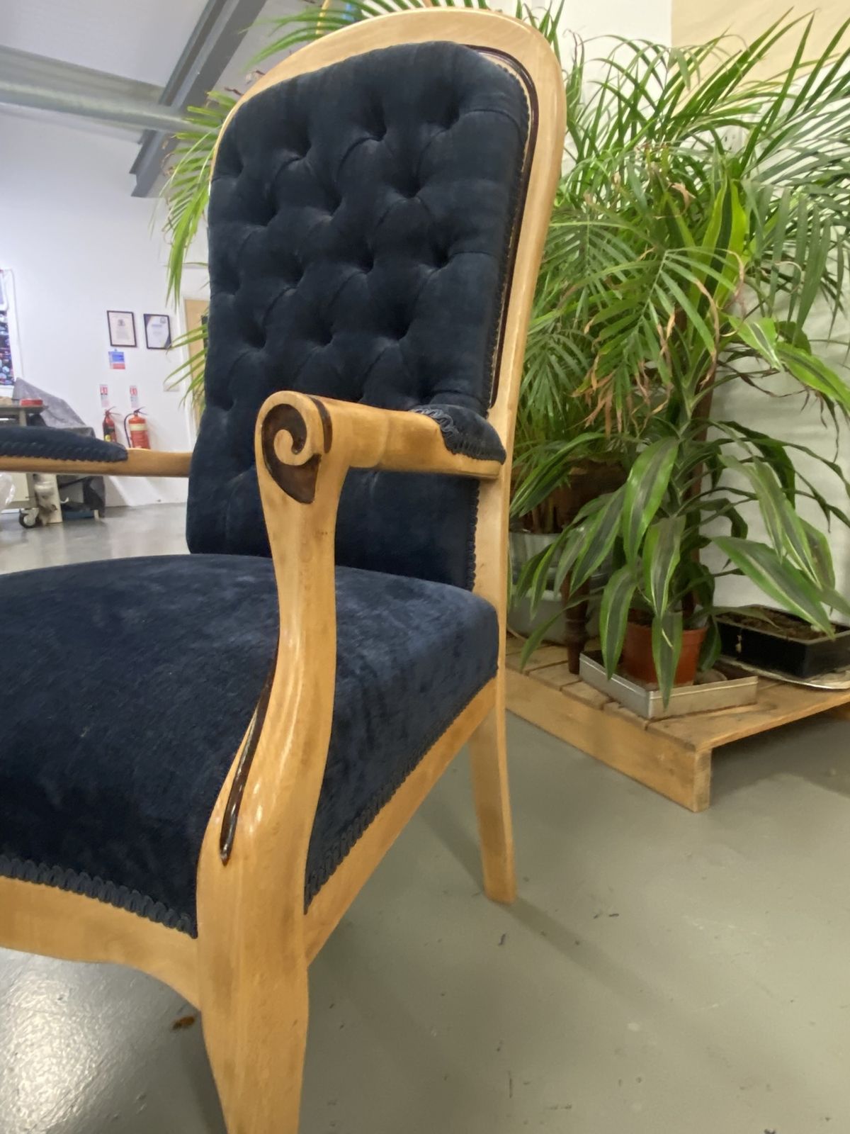 Fully, Traditionally Upholstered Queen Anne Style Reproduction Chair photo vintage