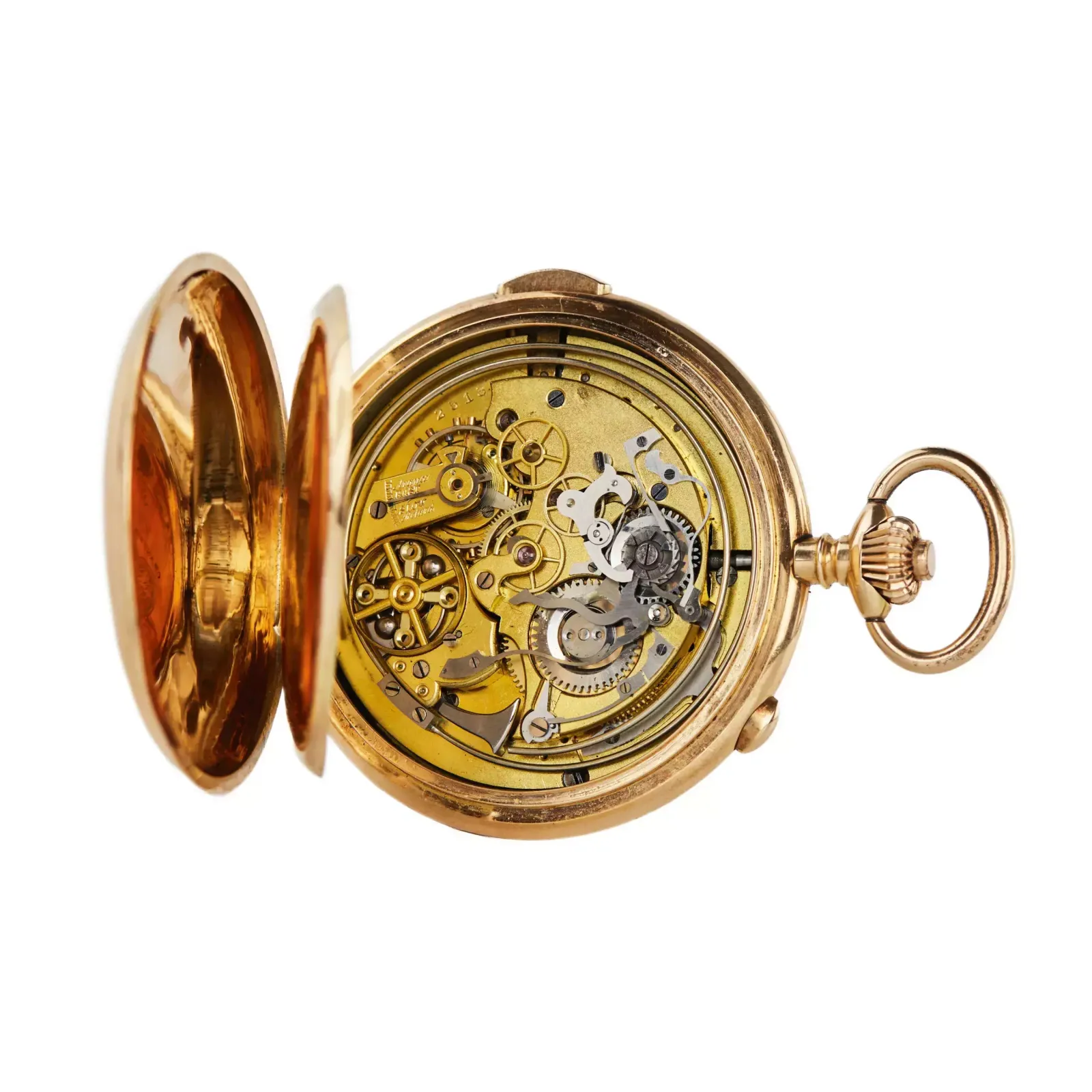 Heures Repetition Quarts Taschenuhr Chronographe 14k Gold Pocket Watch photo 3204.0