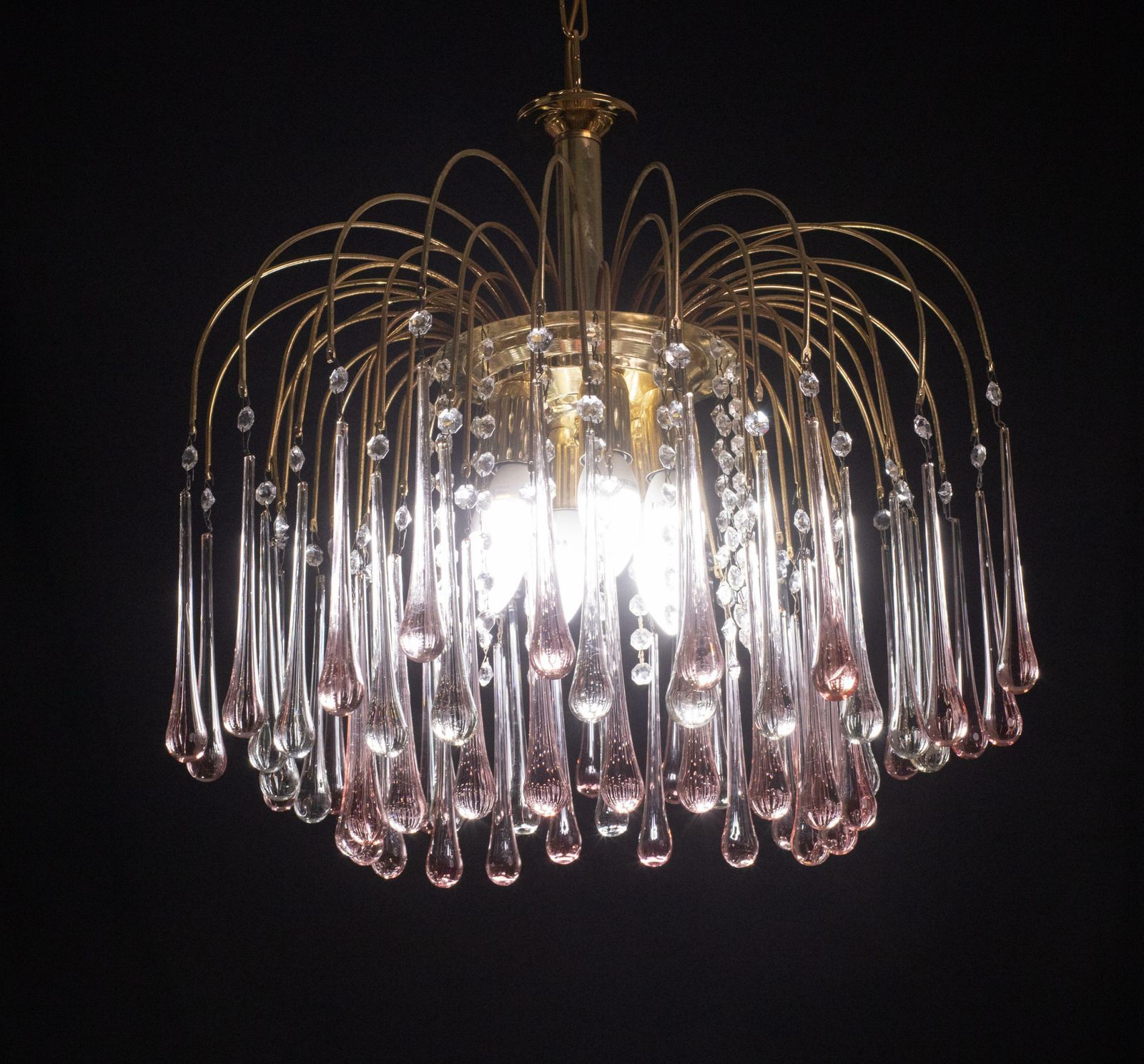 Lady Barbara, Murano Chandelier Pink And White Drops, Venini Style, 1970s photo 1652.0