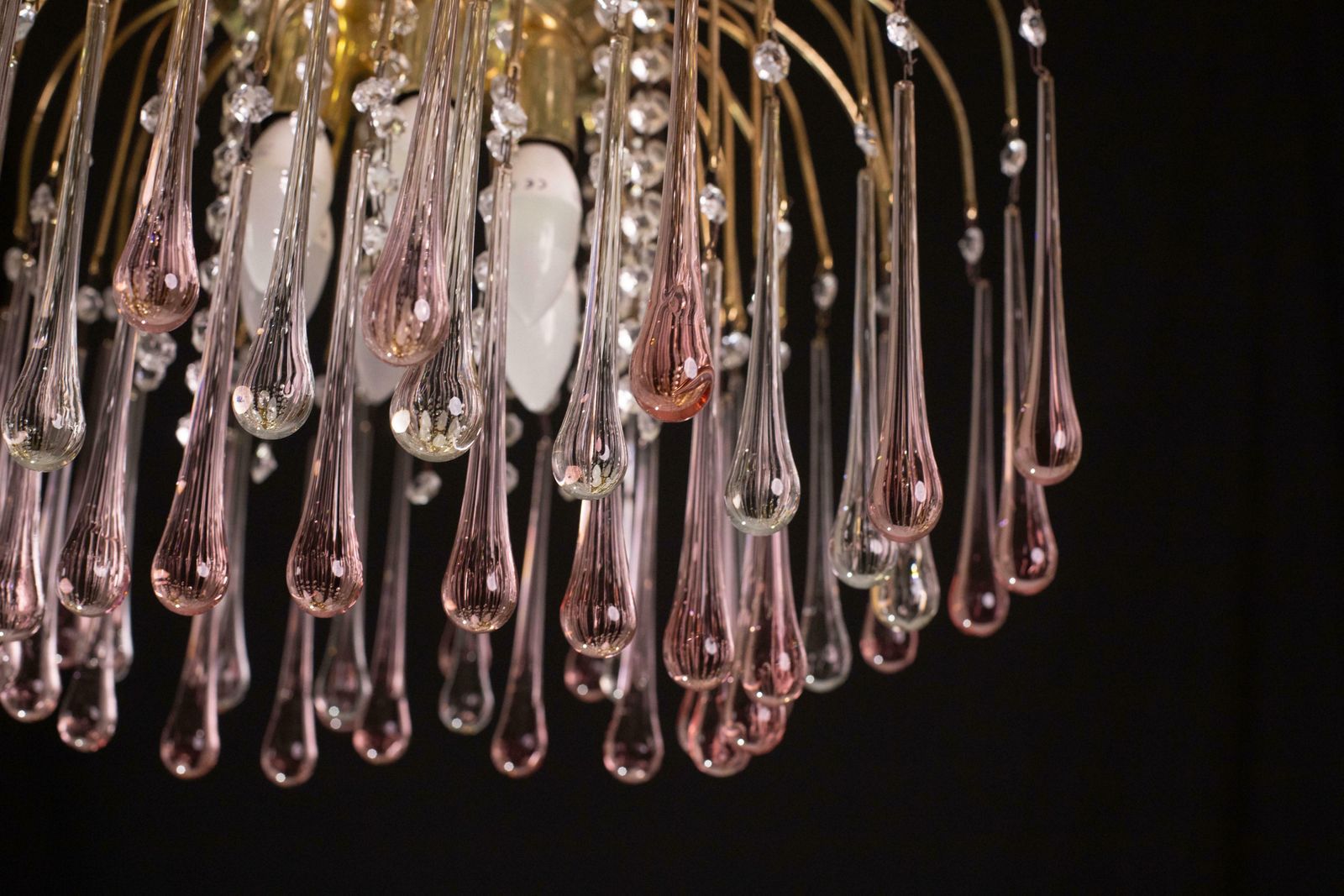 photo buy Lady Barbara, Murano Chandelier Pink And White Drops, Venini Style, 1970s