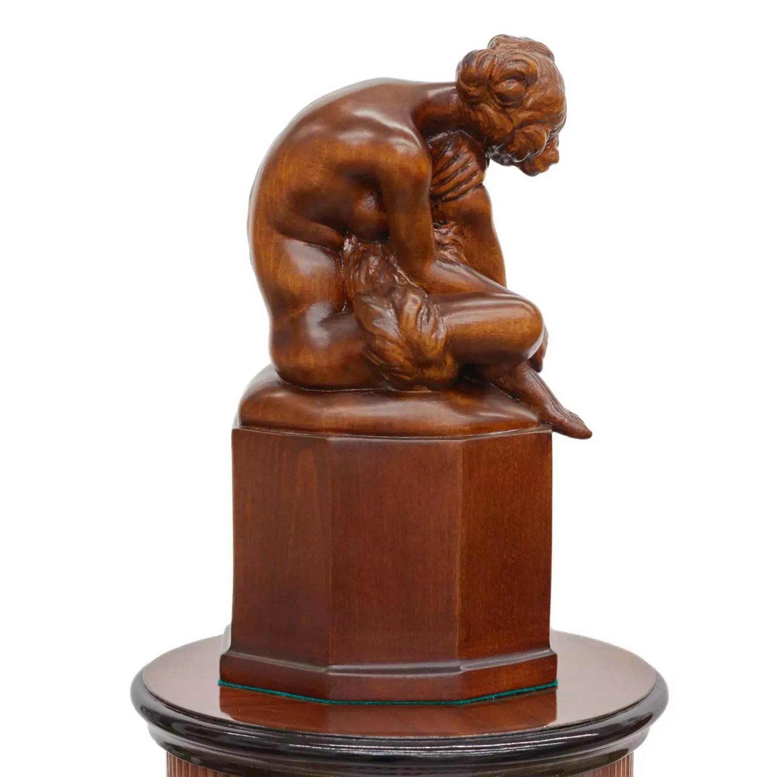Console Column In Art Deco Style. With A Carved Figure Of A Nude Lady And A Fox. 20th Century. photo 1389.0