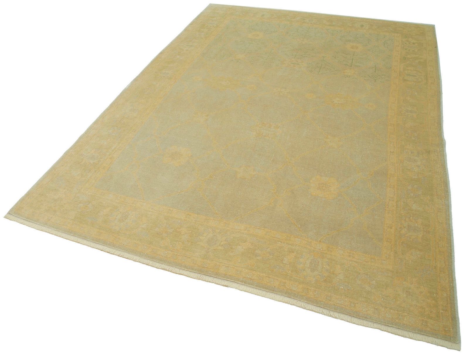 Hand Knotted Yellow Oriental Oushak Rug photo for sale