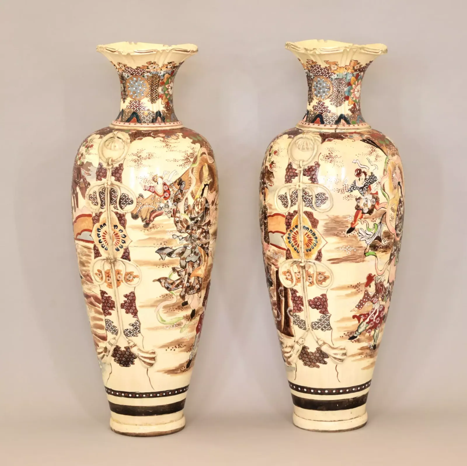 Pair Of Japanese Satsuma Floor Vases. photo furniture