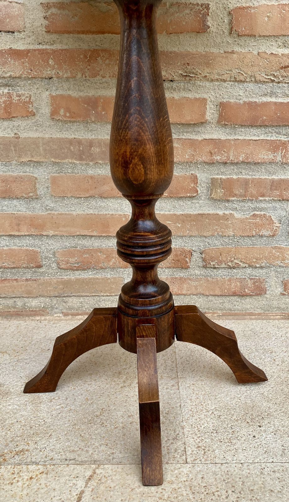 Round French Walnut Side Table With Black Marbled Tabletop, Gustavian Style, 1880s photo furniture