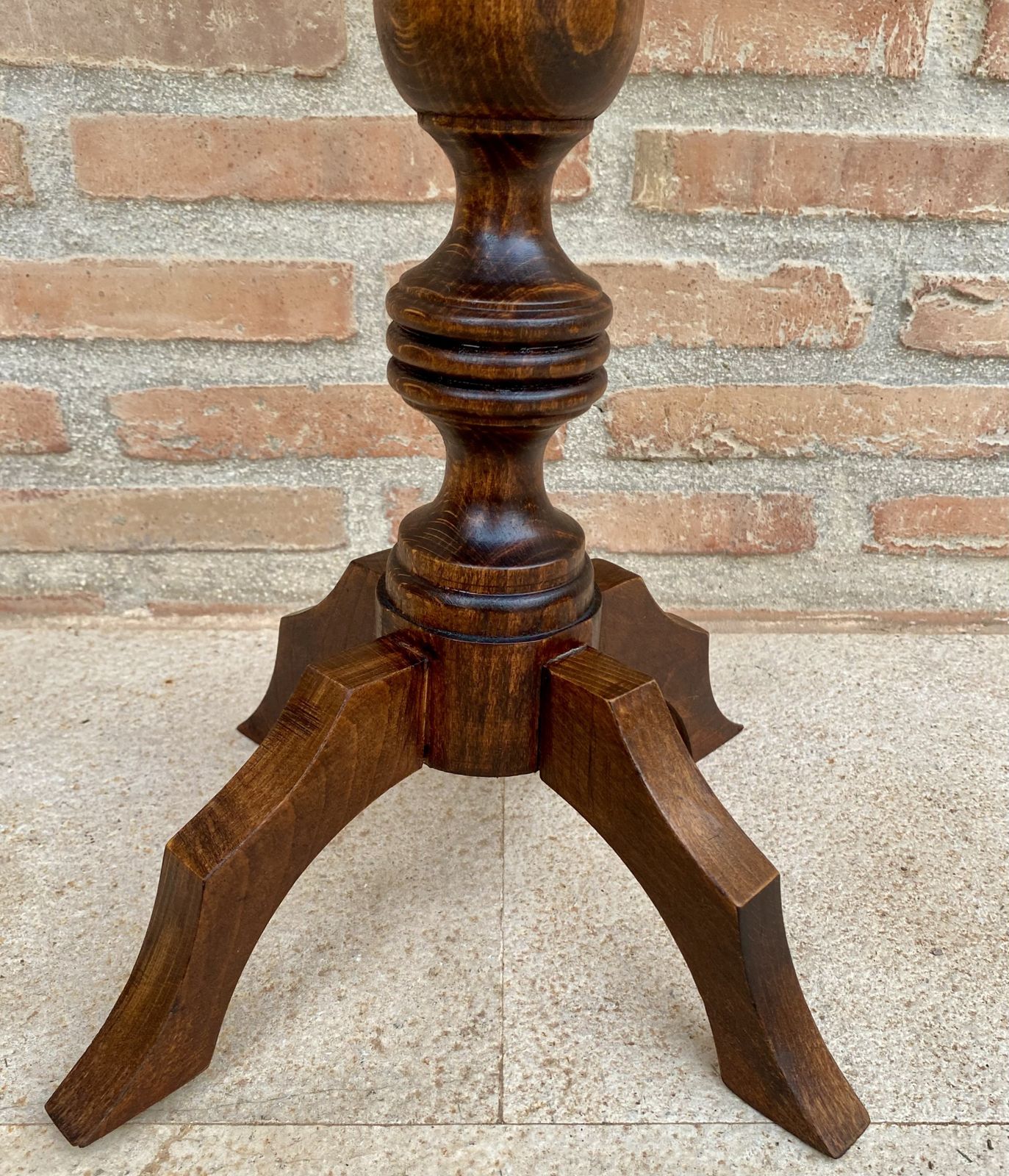 Round French Walnut Side Table With Black Marbled Tabletop, Gustavian Style, 1880s photo Furniture