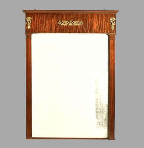 A Large Imposing Mahogany & Gilt Metal Wall Mirror In Empire Taste photo furniture