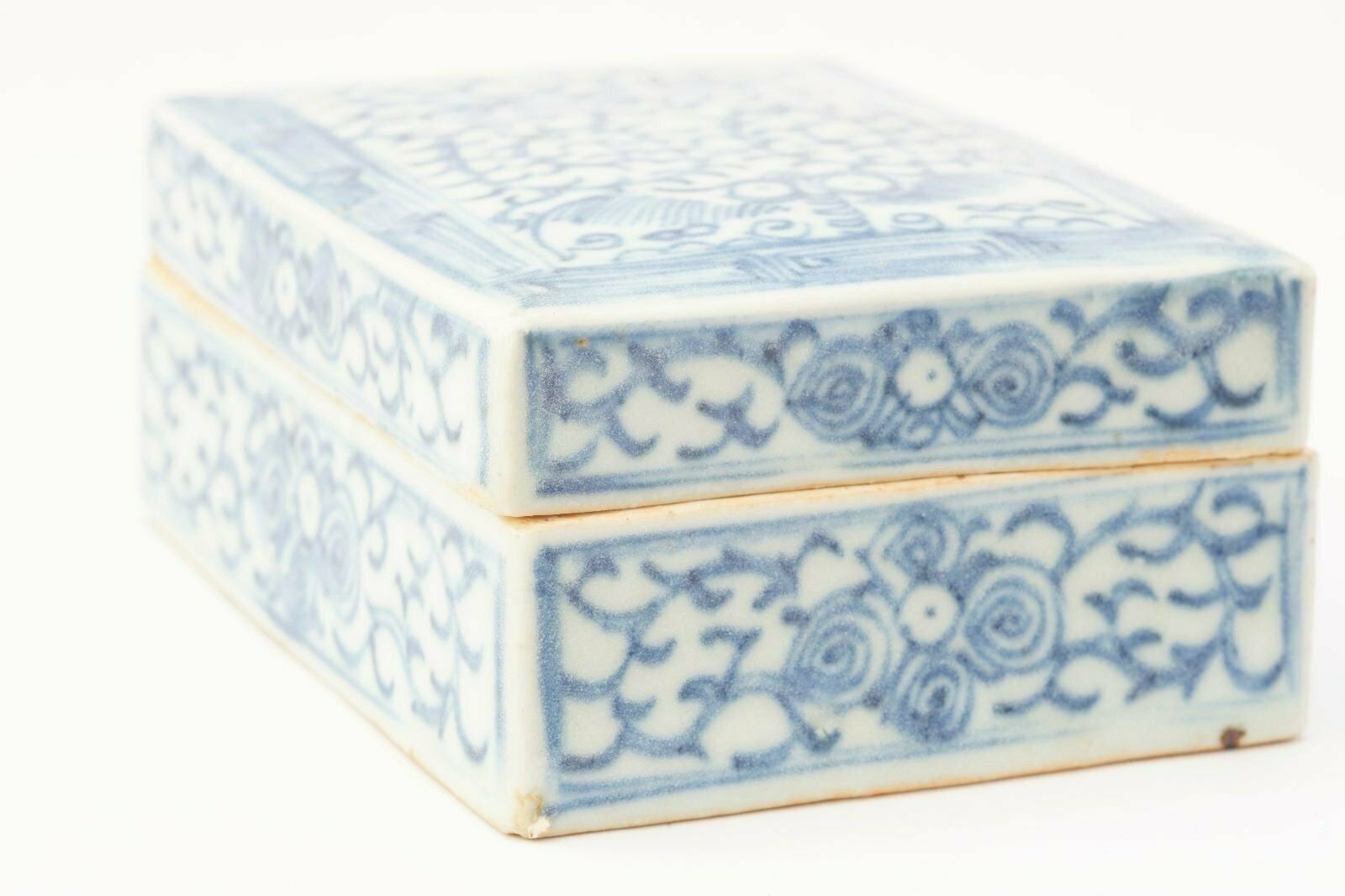 Qing Dynasty Blue & White Funerary Box photo Home Decor