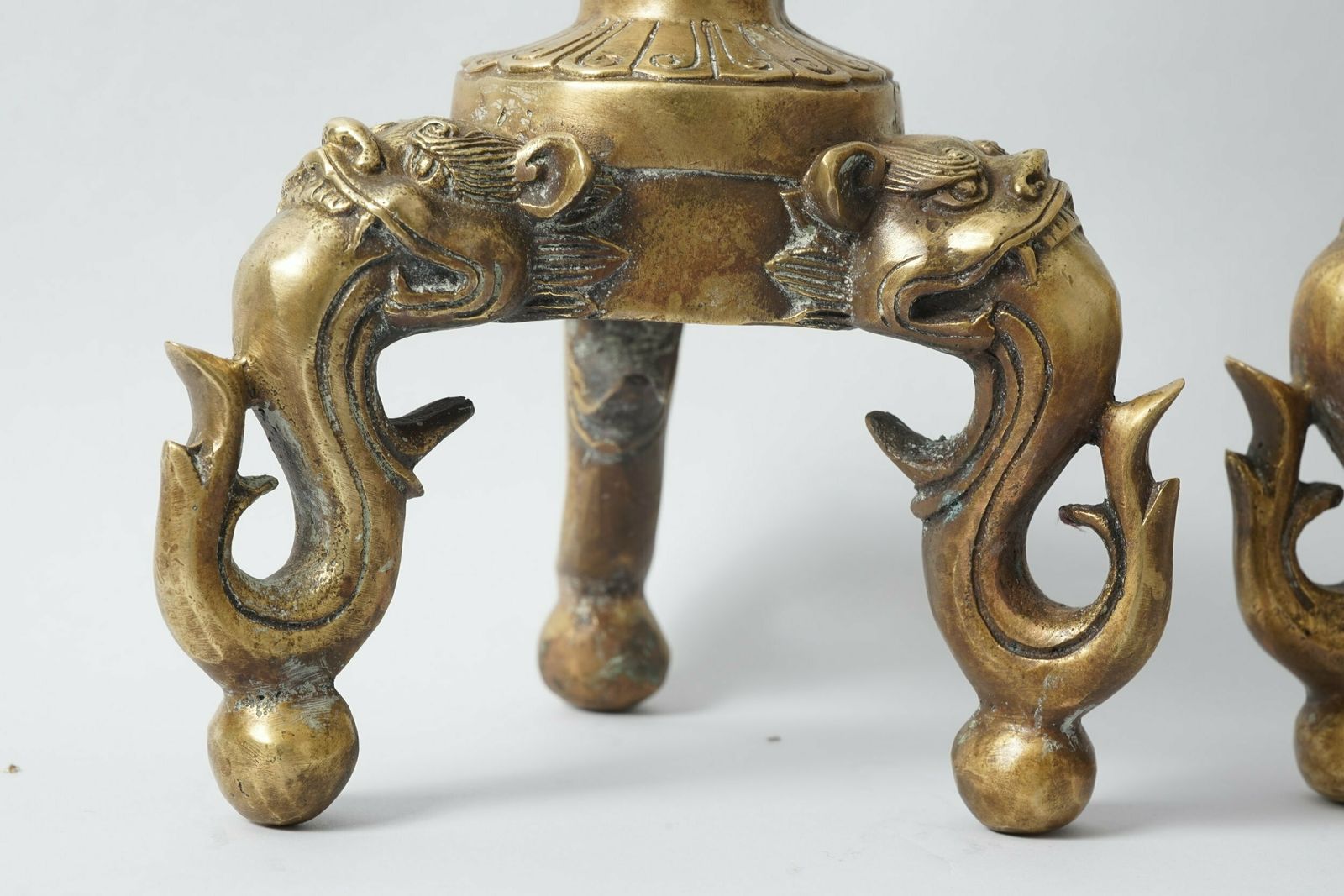 Home Decor Pair Of Brass Candle Holders With Lotus Leaf And Frog photo