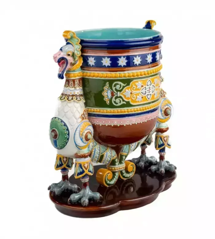 Vase In Neo Russian Style. Kuznetsovs Factory In Dulevo, 1890 photo for sale