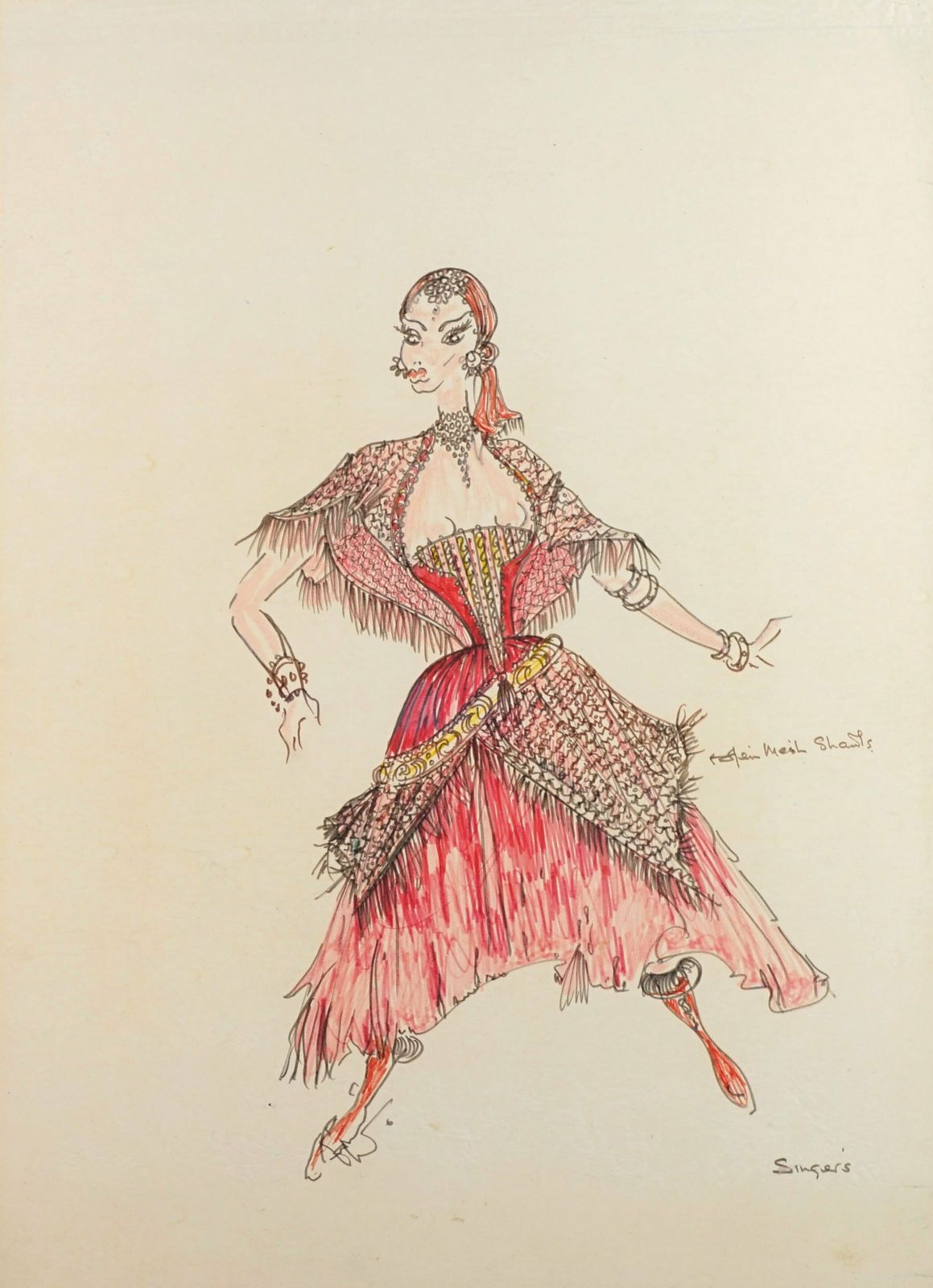 Costume Design Sketch By Robert St. John Roper (B.1913 D.1977) photo furniture