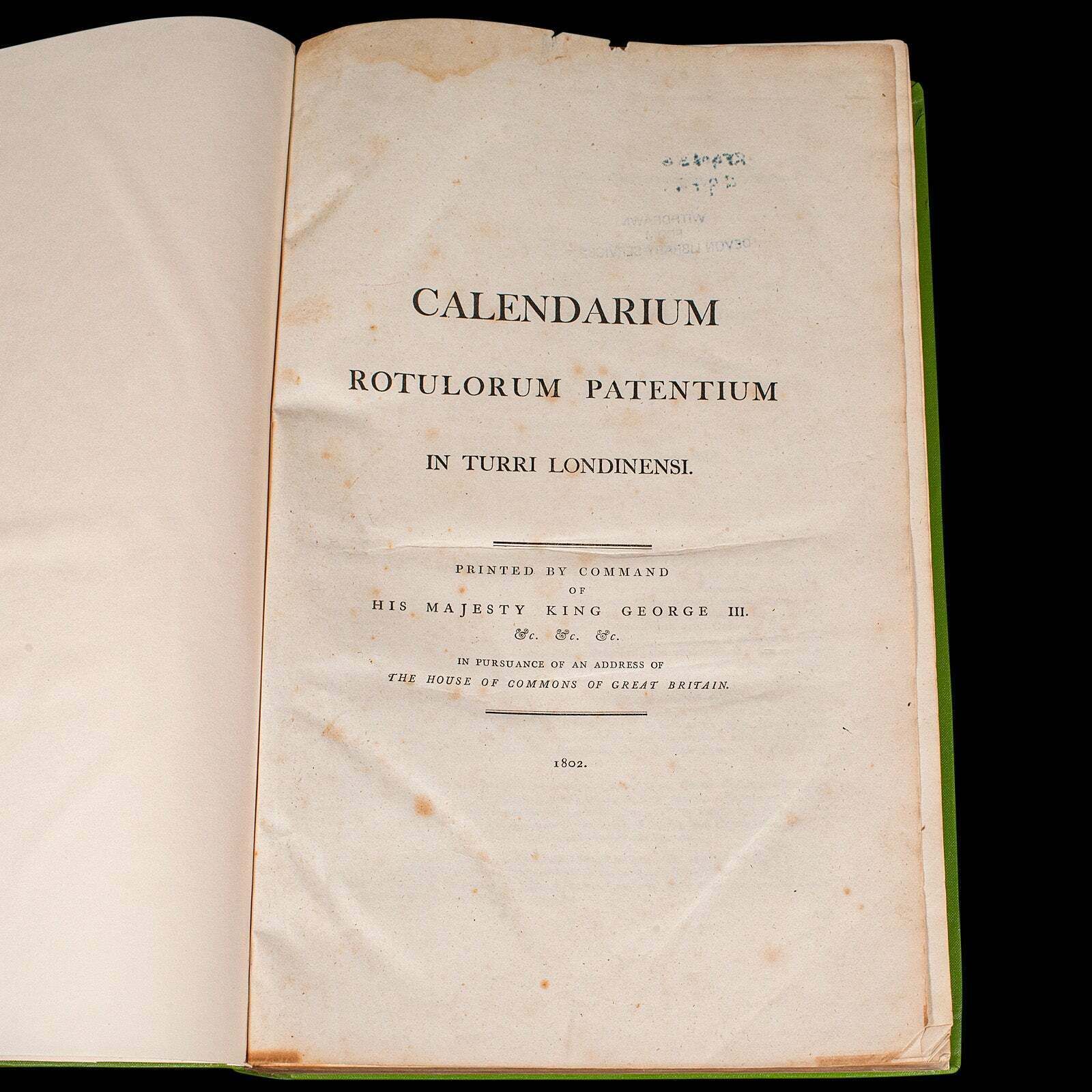 Large Antique Reference Book, Parliamentary Record, Latin Language, Georgian photo for sale