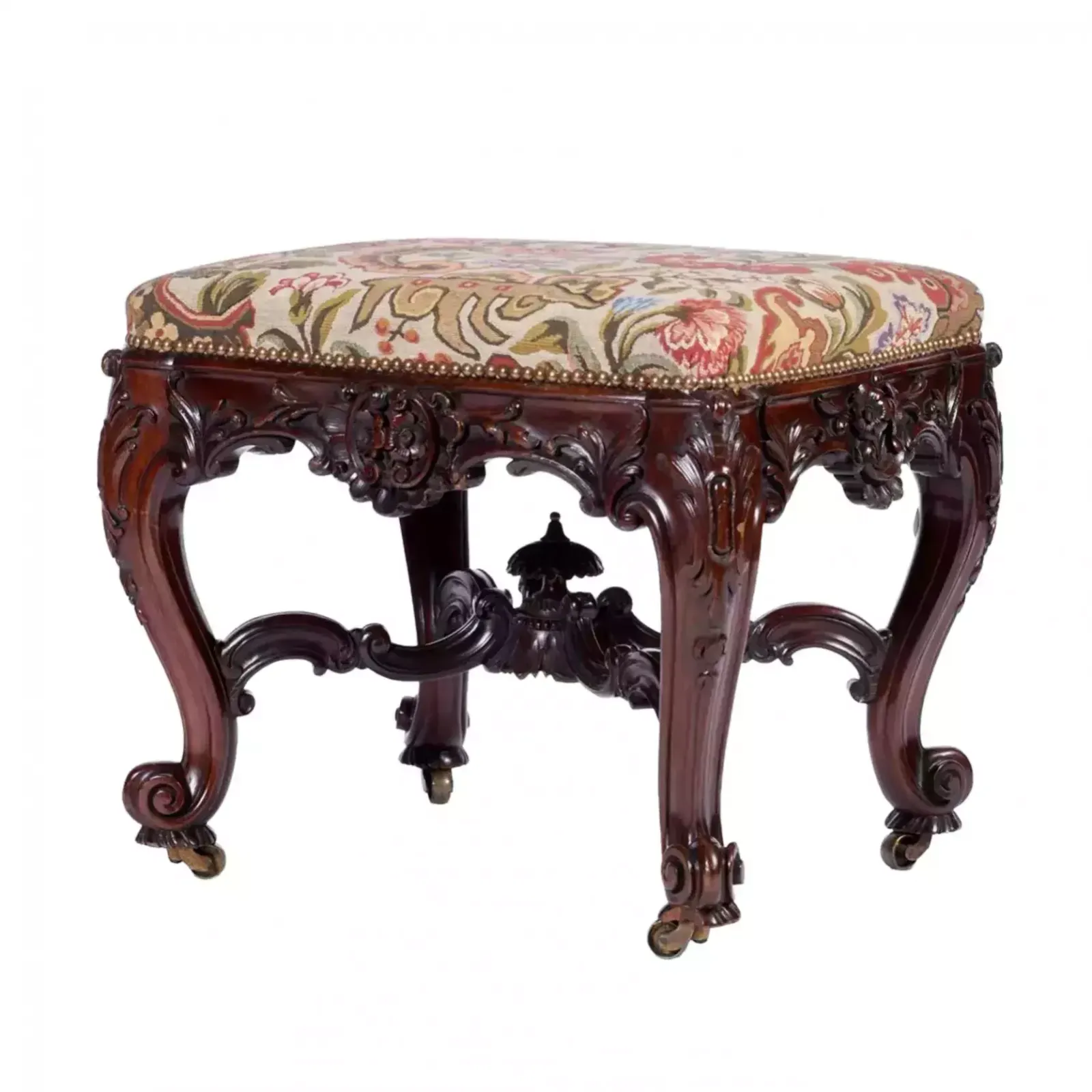 A Pair Of Superb Carved Mahogany Banquettes In The George II Style. The Turn Of The 19th 20th Centuries. photo for sale