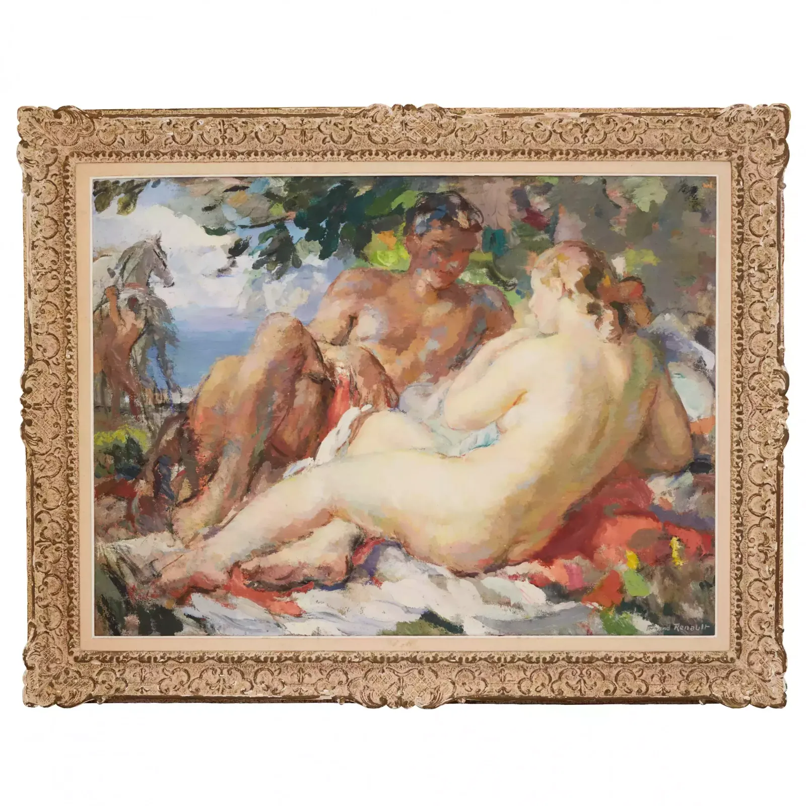 Renault Fernand Albert (1887 1939). Couple In Love. Under The Canopy Of Trees.