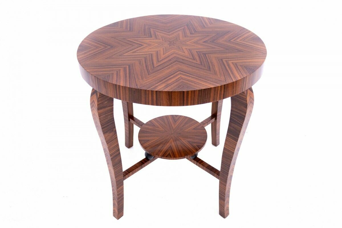 Round Art Deco Coffee Table, Poland, Mid 20th Century. After Renovation.