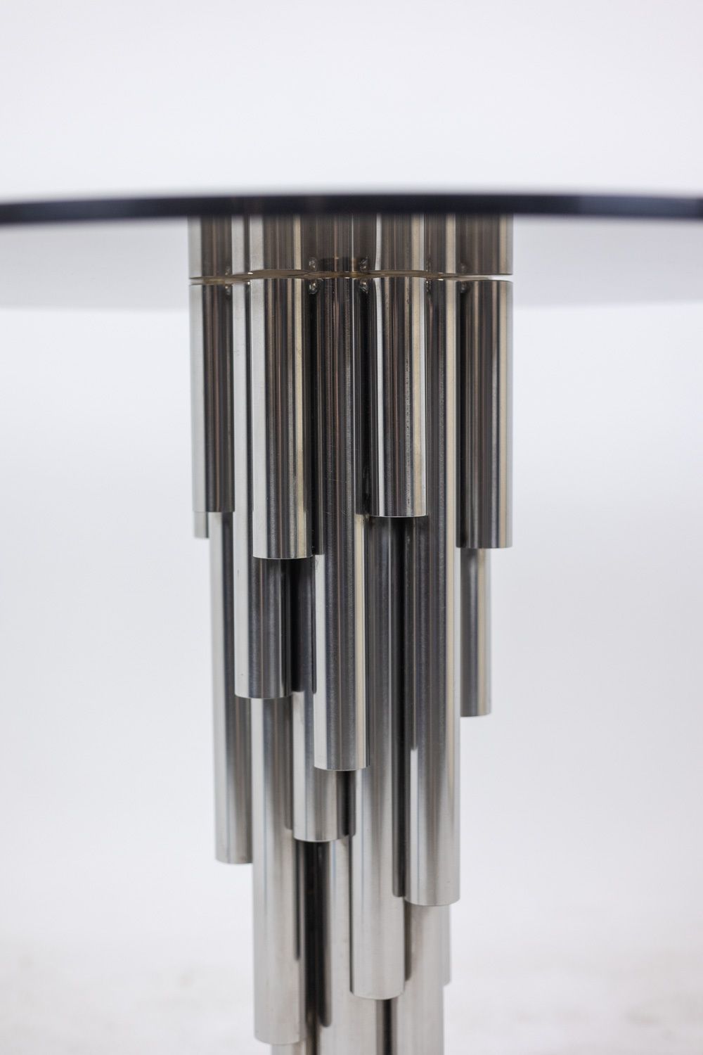 “Organ” Pedestal Table In Chromed Metal. 1970s. photo furniture