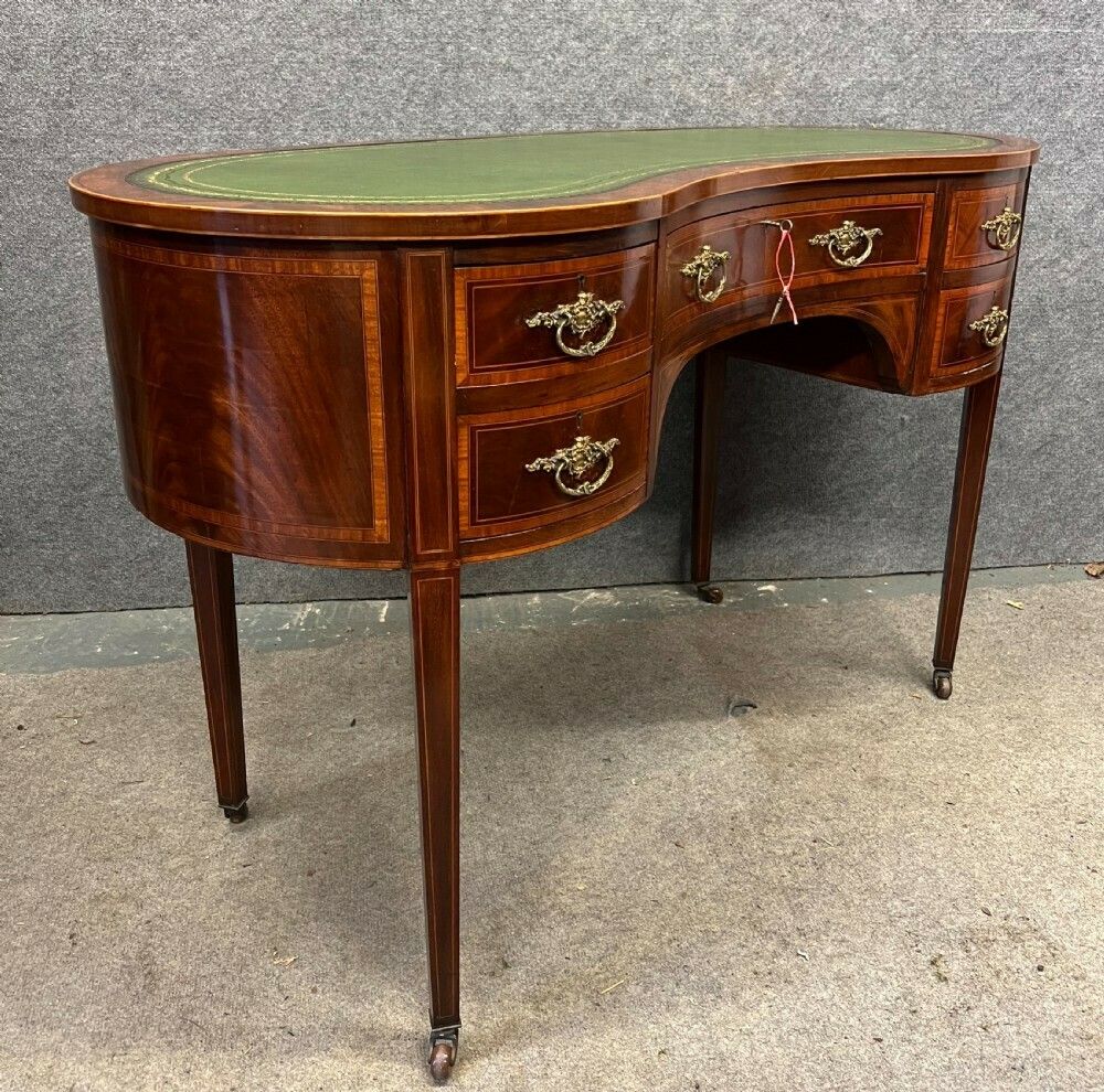 Edwardian Kidney Shaped & Inlaid Desk photo 963.0