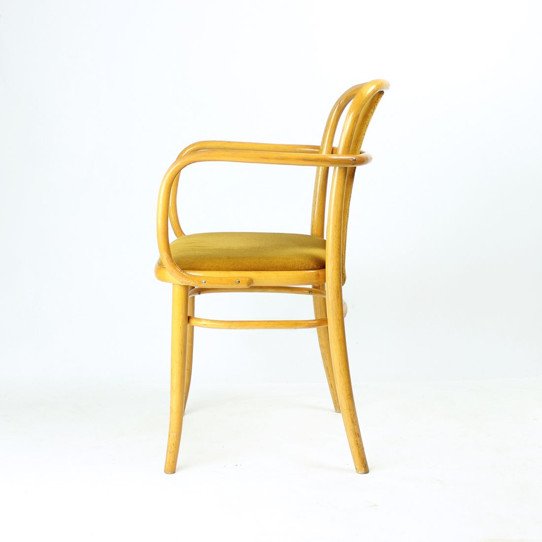 Set Of 6 Ton Bentwood Thonet Design Armchair With Gold Velvet, Czechoslovakia 1930s photo 2240.0