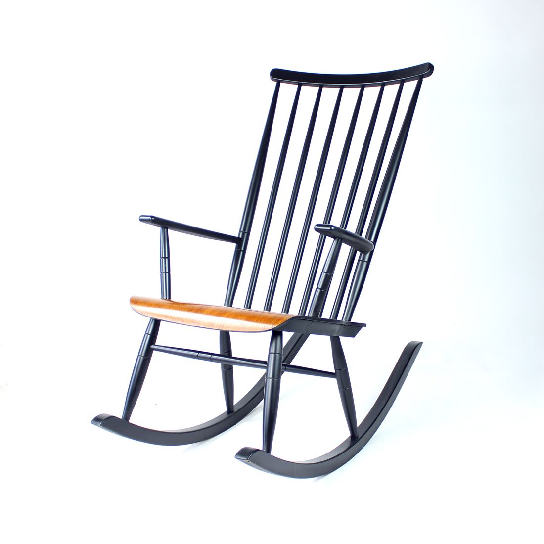 1960s Varjosen Puunjalostus Beech Rocking Chair, Finland