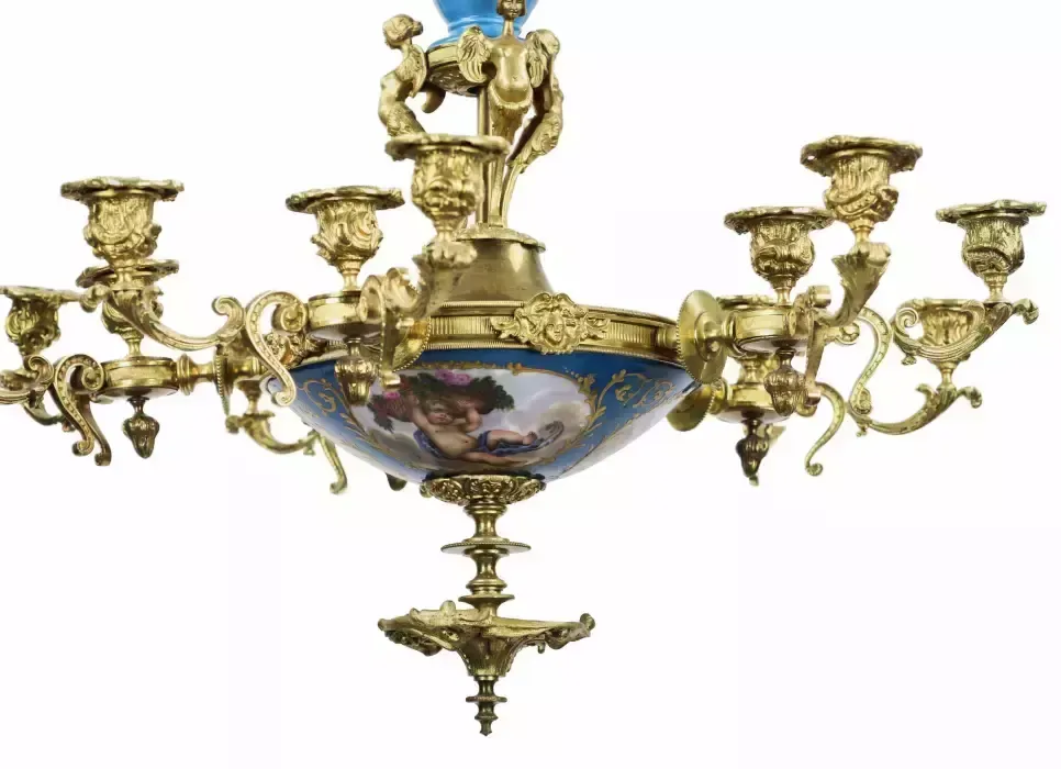 Chandelier With 15 Candles In Louis XVI Style. Sevres. photo for sale