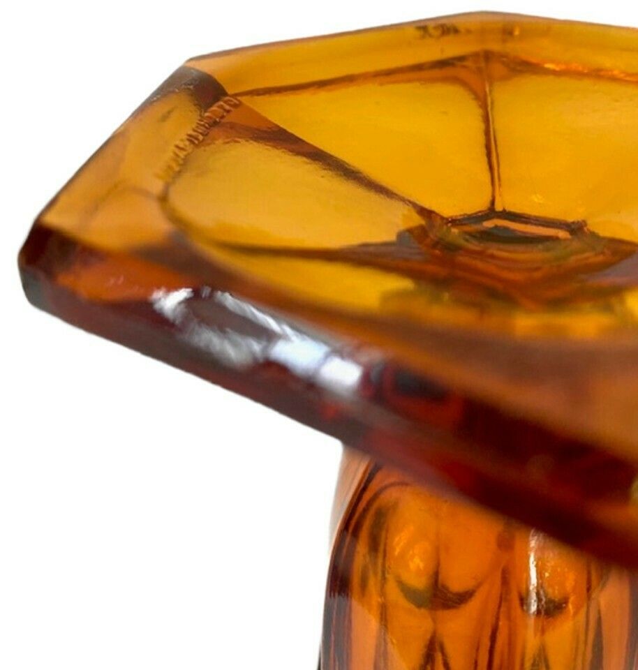 Set Art Deco Vases Bohemian Glass 1930's Stolzle Purple Amber photo for sale